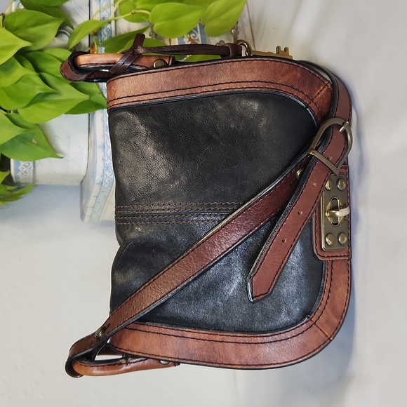 Fossil Handbags - Fossil " Long Live Vintage 1954" Two Tone Crossbody Leather Bag